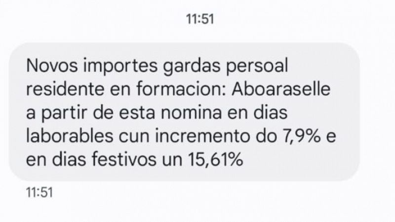 El Servicio gallego de Salud informa por SMS a los trabajadores de una subida salarial dos das antes del 18F
