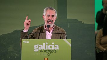 Elecciones Galicia 2024: El candidato de Vox a las elecciones gallegas, lvaro Daz-Mella, durante el cierre de campaa