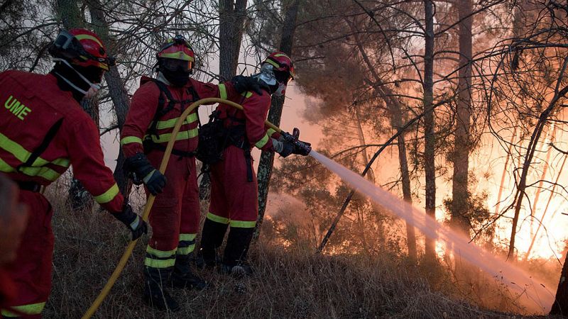 Más de un millar de bomberos luchan contra dos grandes incendios en el centro de Portugal