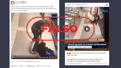 No es una agresin actual a una mujer en el metro de Barcelona, es un vdeo de 2020