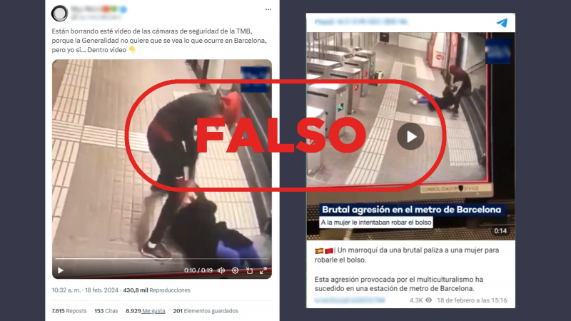No es una agresión actual a una mujer en el metro de Barcelona, es un vídeo de 2020