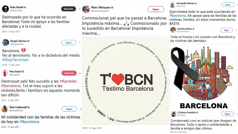 El mundo del deporte condena el atentado de las Ramblas de Barcelona