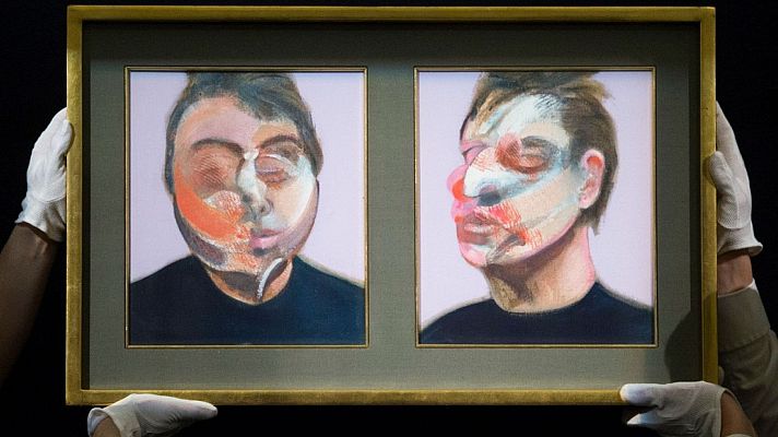 Imagen de un cuadro del artista Francis Bacon antes de una subasta de arte