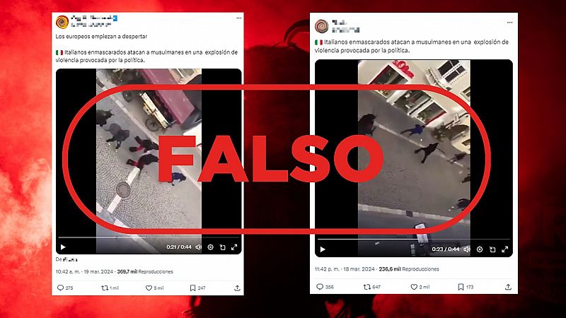 Este vídeo no muestra a italianos enmascarados atacando a "musulmanes", es falso