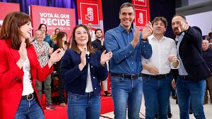 Pedro Snchez, arropa a su candidato, Eneko Andueza, en un acto del PSE-EE en Vitoria