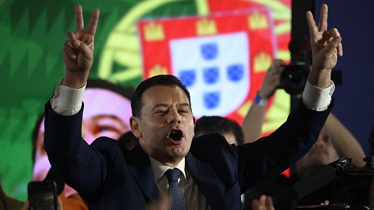 Luis Montenegro durante la celebracin de la victoria electoral