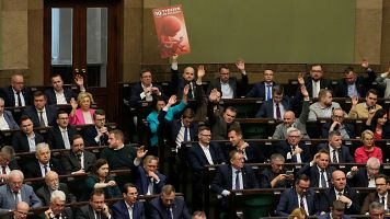 El partido conservador durante la votacin de la ley del aborto en el Parlamento de Polonia