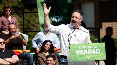 Santiago Abascal participa en un acto de Vox en Getxo con motivo de las elecciones vascas