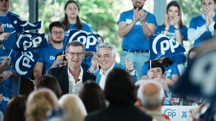 El presidente del Partido Popular, Alberto Nez Feijo, y el candidato del partido a lehendakari, Javier de Andrs