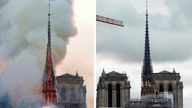 Notre Dame de París, tras cinco años del incendio: la nueva aguja ya luce sin andamios