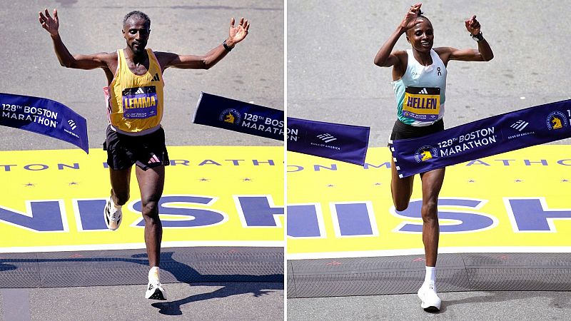 Sisay Lemma y Hellen Obiri ganan el maratón de Boston de modos muy diferentes