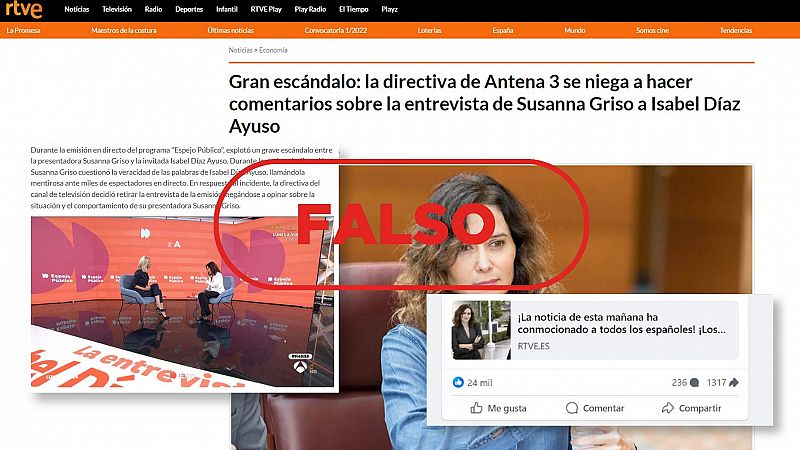 RTVE no ha difundido esta falsa entrevista a Isabel Díaz Ayuso sobre una plataforma de criptomonedas