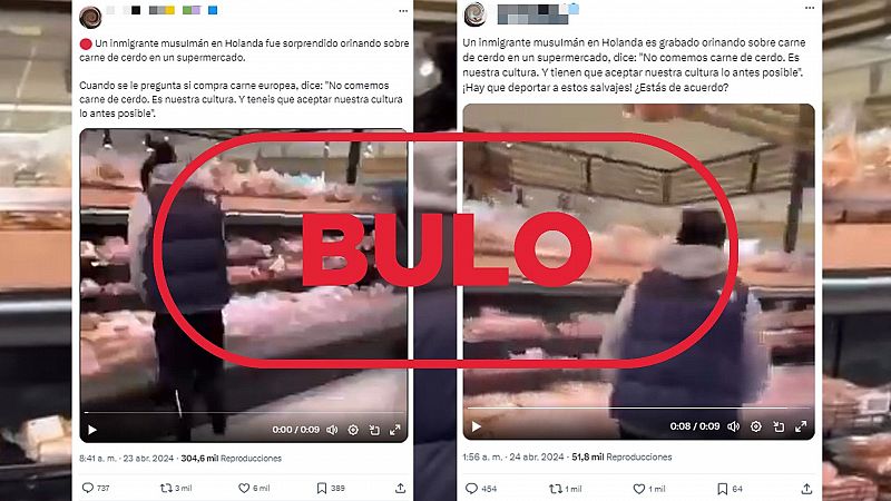 No es un "musulmán" orinando sobre productos de cerdo en un supermercado de Países Bajos, es una escenificación