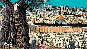 Detalle de la portada de 'Historia de Jerusaln'