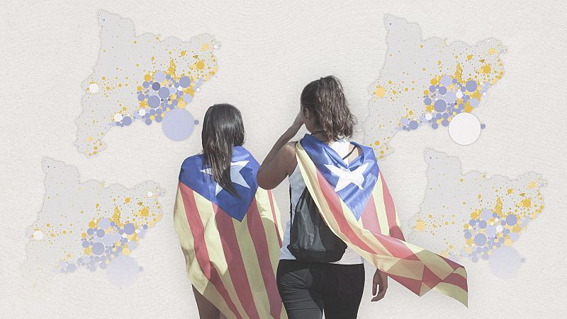 Mapas sobre el resultado del bloque independentista por municipios en Catalua