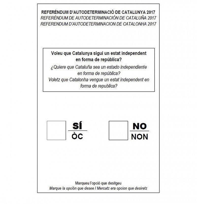 La Generalitat activa una página web para el referéndum y hace pública la papeleta de votación