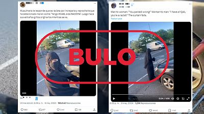 Este vdeo de una mujer con ropa musulmana en un aparcamiento es falso