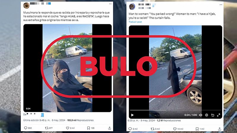 Este vídeo de una mujer con ropa musulmana en un aparcamiento es falso