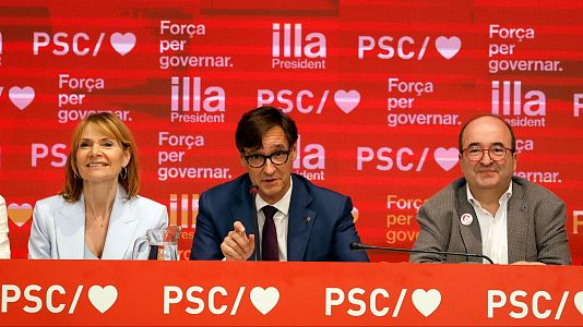 Elecciones catalanas: Salvador Illa celebra la victoria del PSC