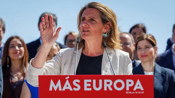 - La cabeza de lista del PSOE a las elecciones europeas, Teresa Ribera, durante su intervencin en el acto de presentacin de la candidatura socialista este mircoles en Sevilla.
