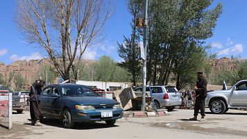Control de carretera militar en Bamiyn (Afganistn)