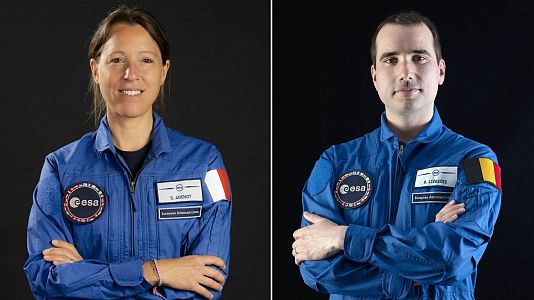 La astronauta francesa Sophie Adenot y el belga Raphal Ligeois.