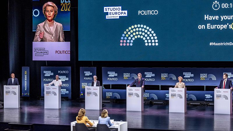 Los candidatos a presidir la Comisión Europea miden fuerzas en el gran debate electoral sin la extrema derecha