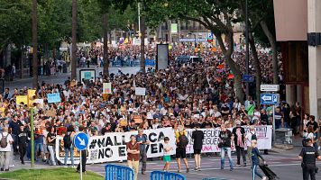 Protesta contra la masificacin turstica en Palma de Mallorca.