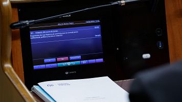 Detalle de la pantalla para la votacin de la Ley Orgnica de amnista, durante el pleno del Congreso de marzo