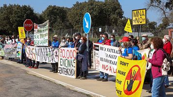 Protesta en contra de la mina de uranio en Retortillo