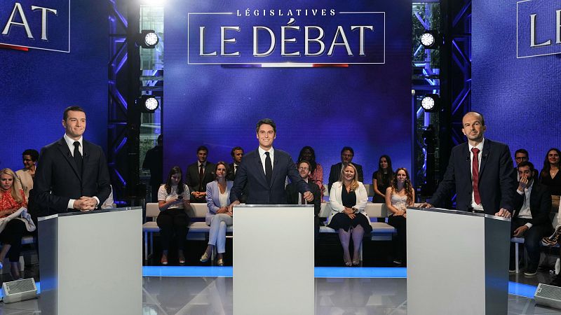 Debate electoral en Francia: la oposición promete "subir el salario" y "reducir el IVA" frente al continuismo de Attal