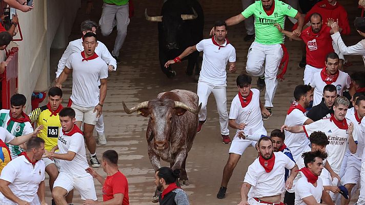 Los toros de la ganadera de Victoriano del Ro en el encierro de 2023