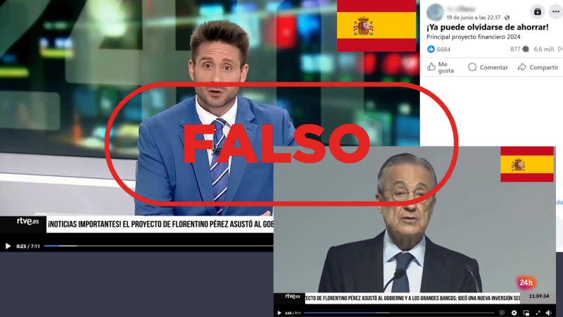 Este vídeo de Florentino Pérez promocionando en RTVE un software para hacerse rico es falso