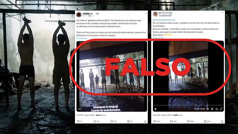 No son jóvenes venezolanos apresados, es la escena de una película