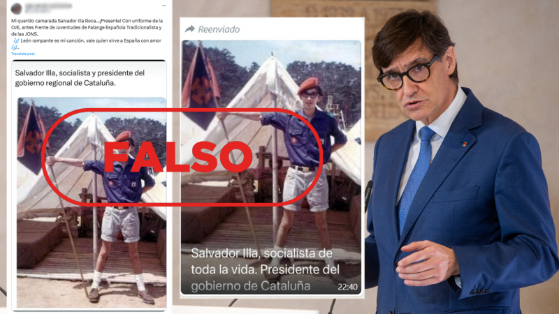 Esta imagen no muestra al president Salvador Illa de joven vestido con uniforme falangista