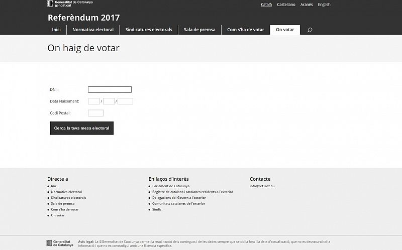 El TSJC ordena desactivar "de forma inmediata" la web con los puntos de votación del referéndum