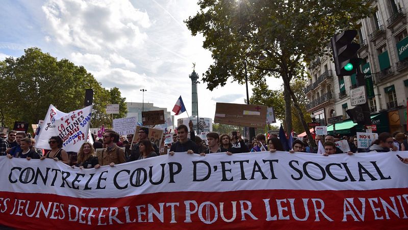 Nueva jornada de protestas en las calles de París contra las políticas sociales de Macron