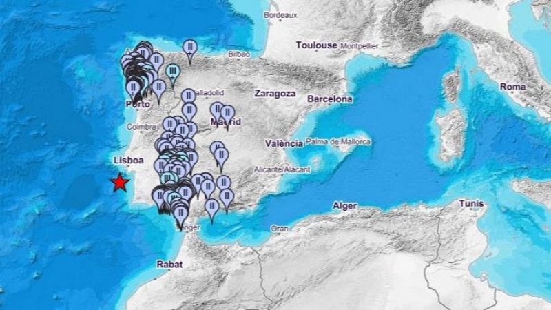 Nueve comunidades autónomas sienten el terremoto registrado al sur de Portugal de magnitud 5,3