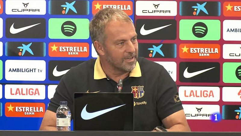 Hansi Flick: "Espero poder contar con Dani Olmo en Vallecas, también lo esperaba antes del último partido y no pudo ser"