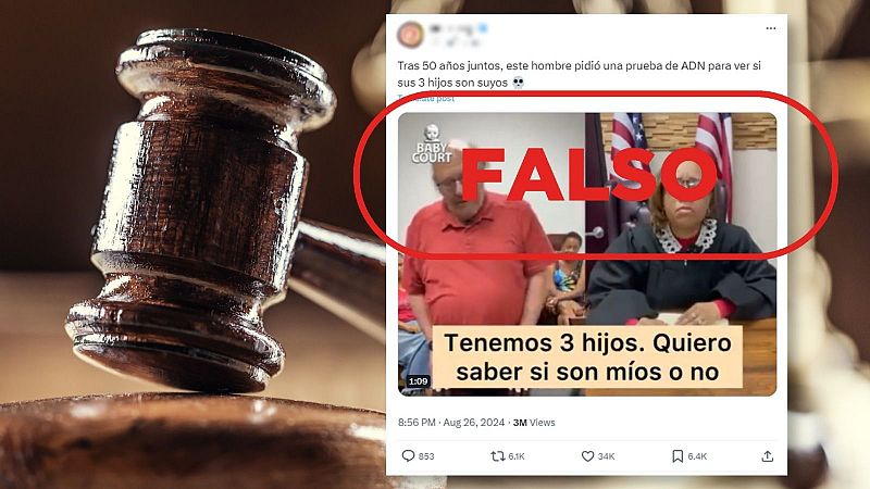 Este vídeo de un hombre que descubre que no es el padre de sus hijos en un juicio es falso