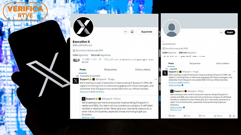 Hackean la cuenta de X de varios periodistas españoles para suplantar a los perfiles de soporte de la red social