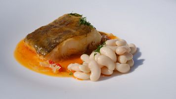 Receta de bacalao a la llauna con judas del Ganxet