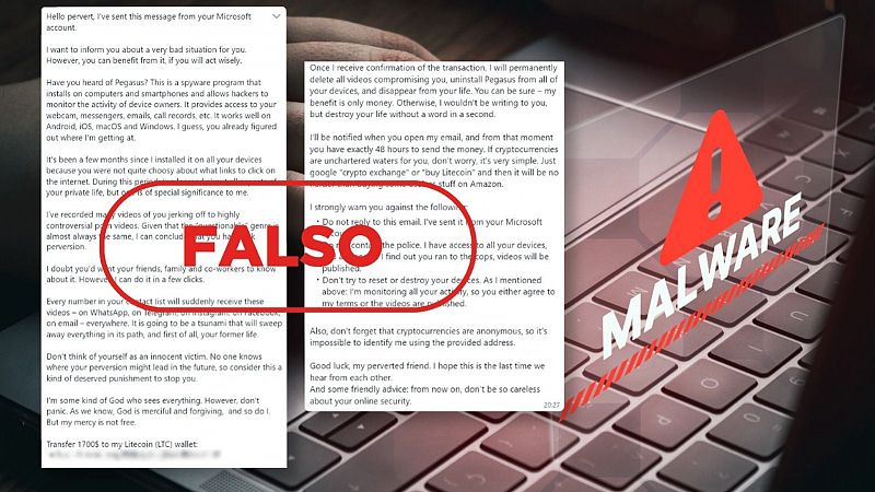 No han infectado tu dispositivo con el programa esp�a Pegasus ni tienen v�deos �ntimos tuyos, es un fraude