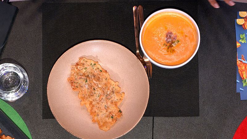 Deliciosa receta de gazpacho y tortillas de camarones