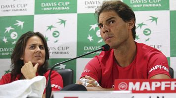 Conchita Martnez y Rafa Nadal en una Copa Davis