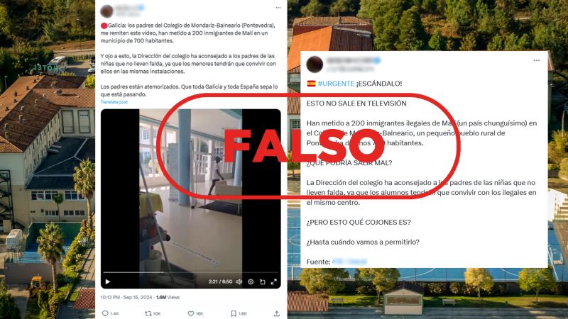 No hay 200 inmigrantes hospedados en el colegio de Mondariz-Balneario conviviendo con alumnos