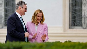 La primera ministra italiana, Giorgia Meloni, en una visita reciente a Roma de su homlogo britnico, Keir Starmer