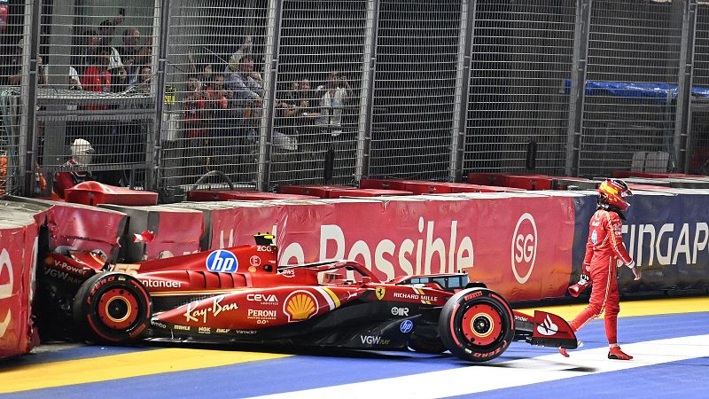 Norris vuela hacía la pole en el GP de Singapur y Carlos Sainz saldrá décimo tras su accidente