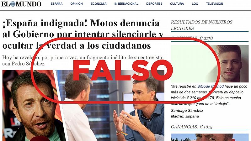 El Mundo no ha difundido esta falsa entrevista de Pablo Motos al presidente Pedro Snchez sobre una plataforma financiera