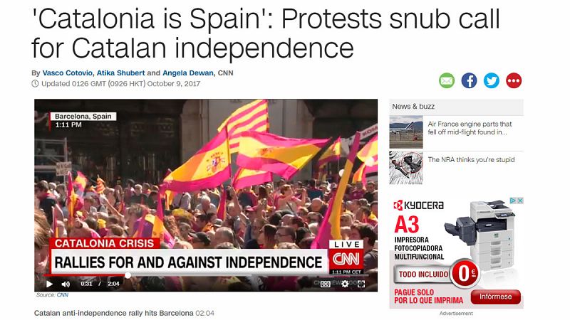 La prensa internacional destaca las manifestaciones a favor de la unidad de España